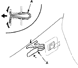 4. Hit the surface of the C-pillar trim (A) just upon the