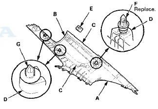 9. Temporarily install the C-pillartrim (withoutthe upper