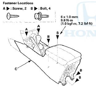 5. Remove the center console (A).