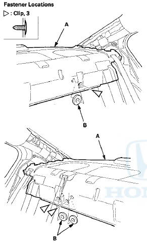 5. Remove the rear shelf (A). Be careful not to damage