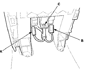 4. Remove the screws (A) and the bolts (B) securing the