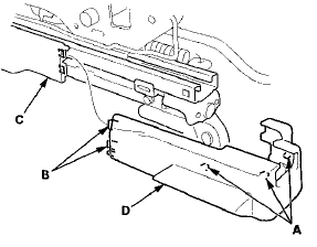 5. Release the tabs (A), then remove the front inner seat