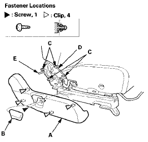 8. Driver's seat (10-way power seat): Remove the center