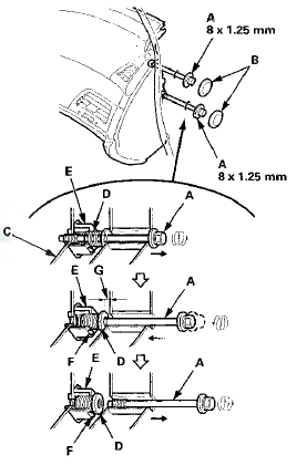 13. Check that the collar bolts (A) are seated in the fixed