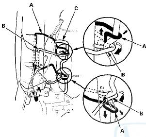 9. Passenger's seat: Remove the ODS unit cover (A).