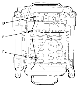 5. Detach the harness clip(s) (E), and remove the wire