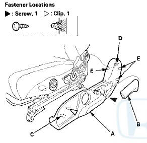 6. Passenger's seat; Remove the screws, then remove