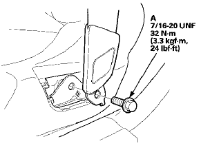 5. Remove the seat track end covers (A) from the back of