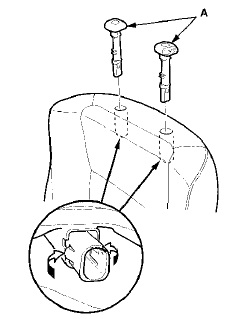 13. Remove the seat-back cover/pad (A) from the