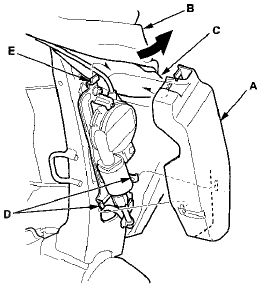 8. Disconnect the lumbar support motor connector (A),