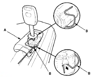 3. Remove the glove box lock cylinder (A).