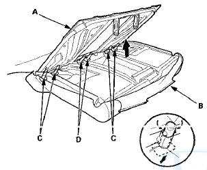 7. Remove the seat-back cover/pad from the seat-back