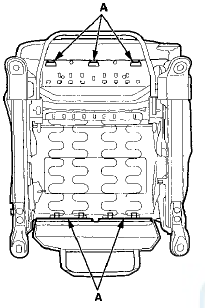 26. Remove the seat cushion cover/pad (A) from the seat