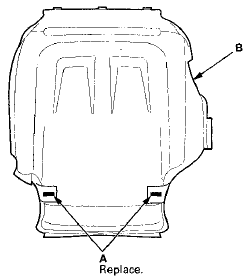 28. Pull back the edge of the seat cushion cover (A) all the