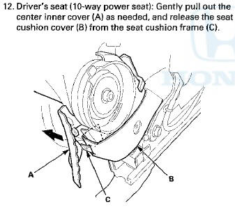 13. Driver's seat (10-way power seat): Release the hook