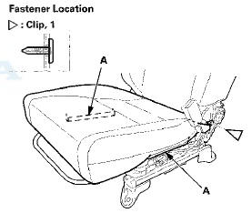 15. Release the hook strips (A) from under the seat