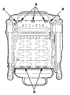 16. Remove the seat cushion cover/pad (A) from the seat