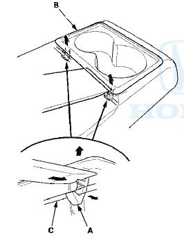 2. Release the front hooks (A) from the wire (B), then