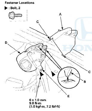 2. Disconnect the trunk lid latch connector (E), and