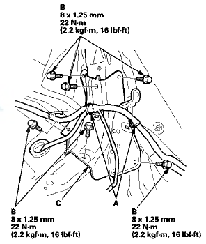 3. Install the gusset in the reverse order of removal.