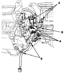 12. Disconnect the connector (A) from the air mix control