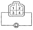 4. Carefully release the lock tab on terminal No. 1 (PUR)