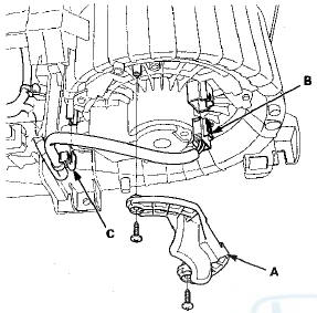 10. Disconnect the connector (B) from the blower motor.