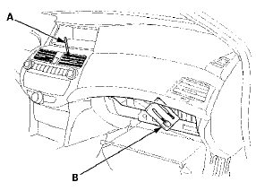 6. Place another thermometer (B) near the blower unit's