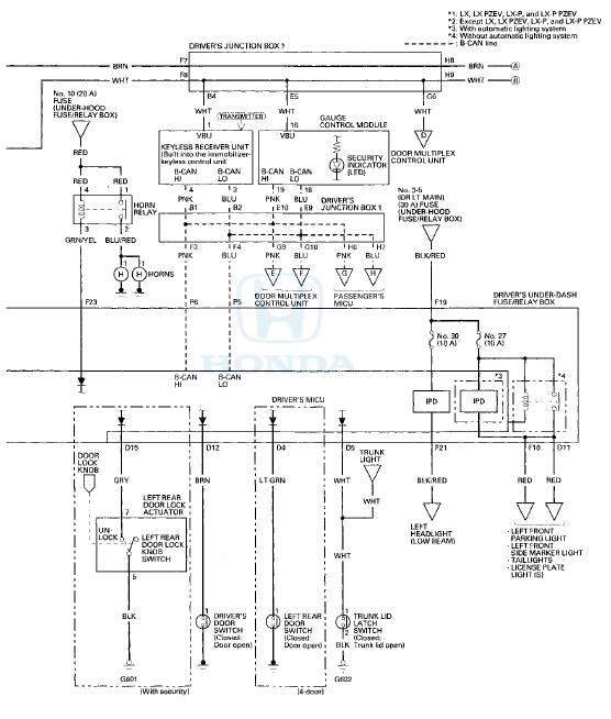 Honda Accord: Circuit Diagram - Keyless/Power Door Locks/Security ...