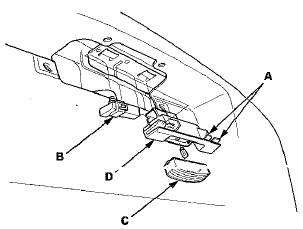 2. Separate the lens (C) and housing (D), then remove