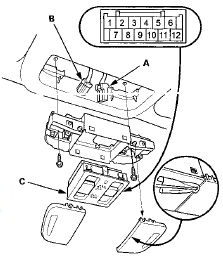 3. Remove the moonroof switch (C) from the map light