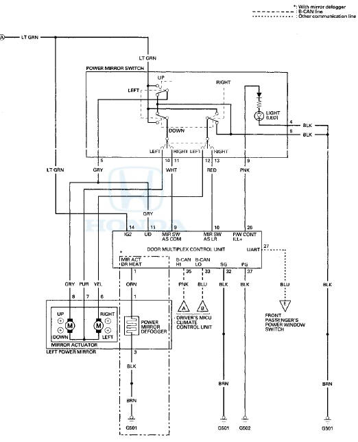 Honda Accord: Circuit Diagram - Power Mirrors - Body Electrical - Honda ...