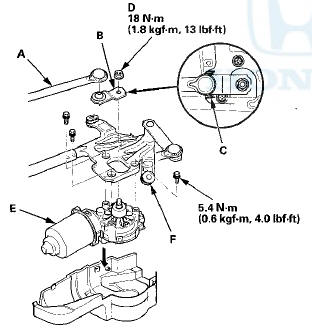 8. Note the position (C), then remove the nut (D) and the