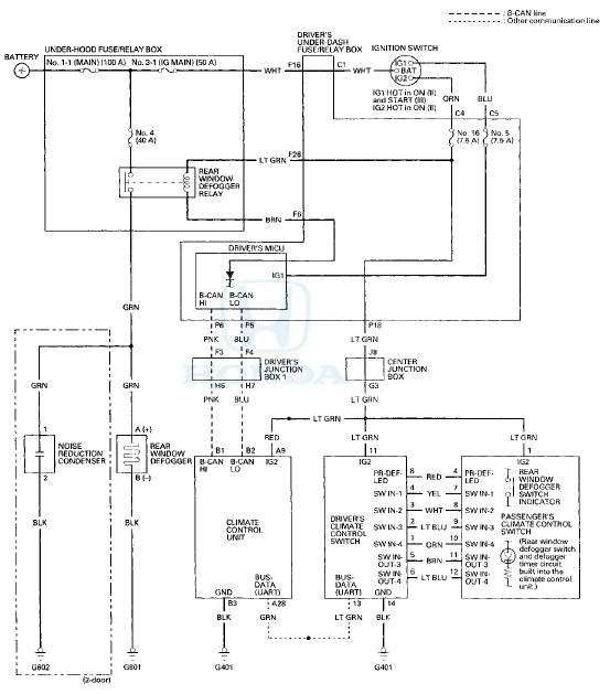 Honda Accord: Circuit Diagram - Rear Window Defogger - Body Electrical ...