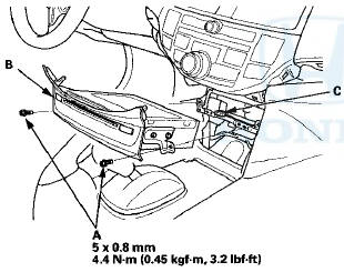 3. Disconnect the connector (C), then remove the audio