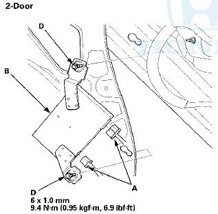 3. Remove the mounting bolt (C) and loosen the