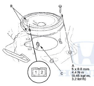 3. Disconnect the 2P connector (C), and remove the rear