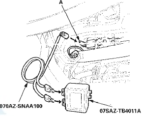 8. Connect the SRS inflator simulator (2 O connectors)