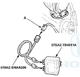 9. Connect the SRS inflator simulator (2 Q connectors)