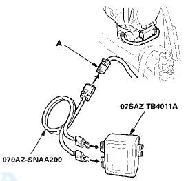 9. Connect the SRS inflator simulator (2 O connectors)