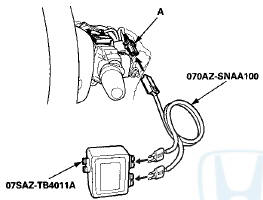 14. Connect the SRS inflator simulator (2 O connectors)