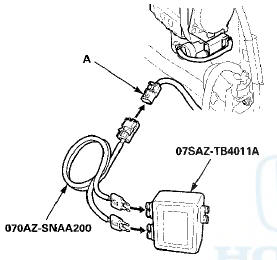 9. Connect the SRS inflator simulator (2 0 connectors)