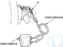 14. Connect the SRS inflator simulator (2 O connectors)