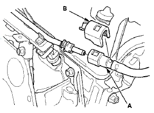 20. Connect the EVAP canister hose (A).