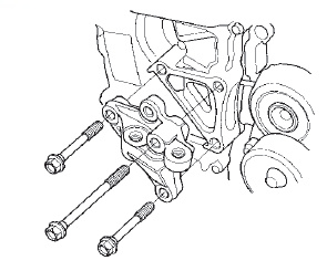 12. Remove the cam chain case (A) and spacer (B).