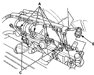 10. Remove the four bolts securing the EVAP canister