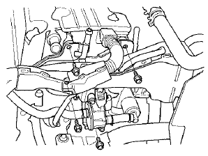 11. Disconnect the upper radiator hose (A), the heater