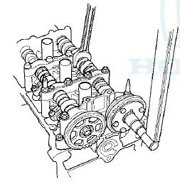 4. Hold the camshaft, and turn the VTC actuator