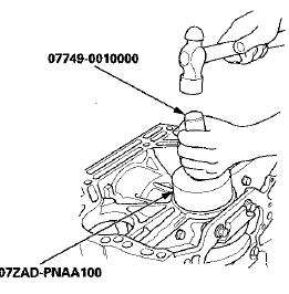 24. Measure the distance between the engine block (A)