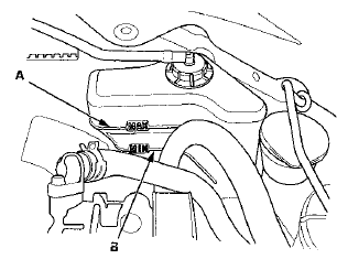 2. If the coolant level in the coolant reservoir is at or